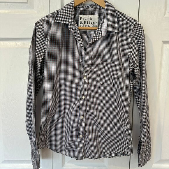 Frank and Eileen Burgundy & Blue Gingham Barry Long Sleeve Shirt Small Cotton - Picture 1 of 5